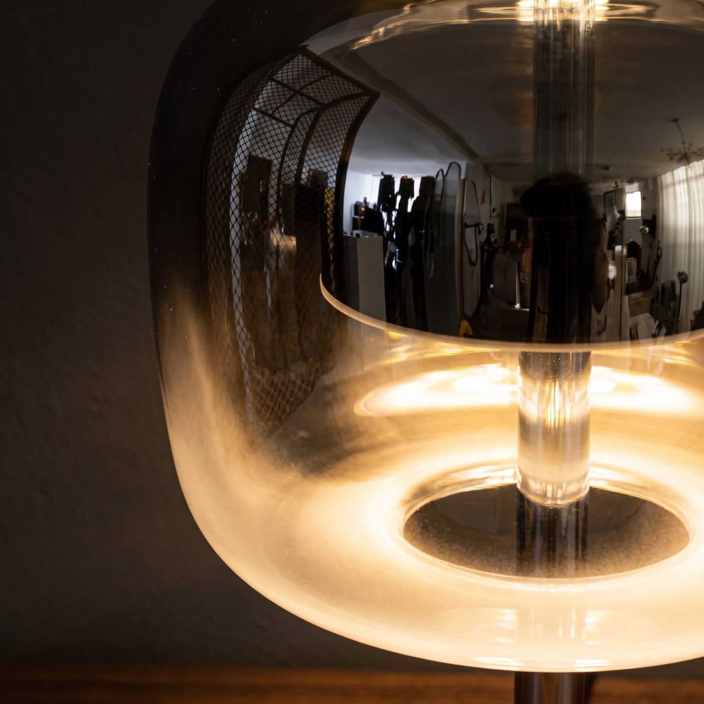 Close-up of the frosted glass surface texture on the Nordic glass table lamp