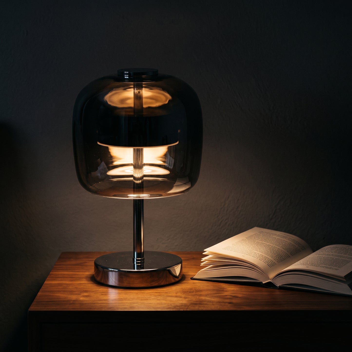 Nordic glass cylinder table lamp — minimal frosted white glass with USB power