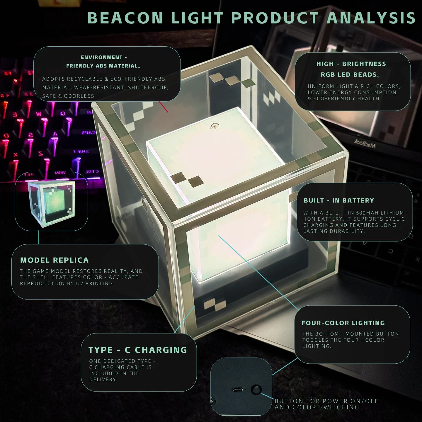 Pixel Beacon Desk Night Light