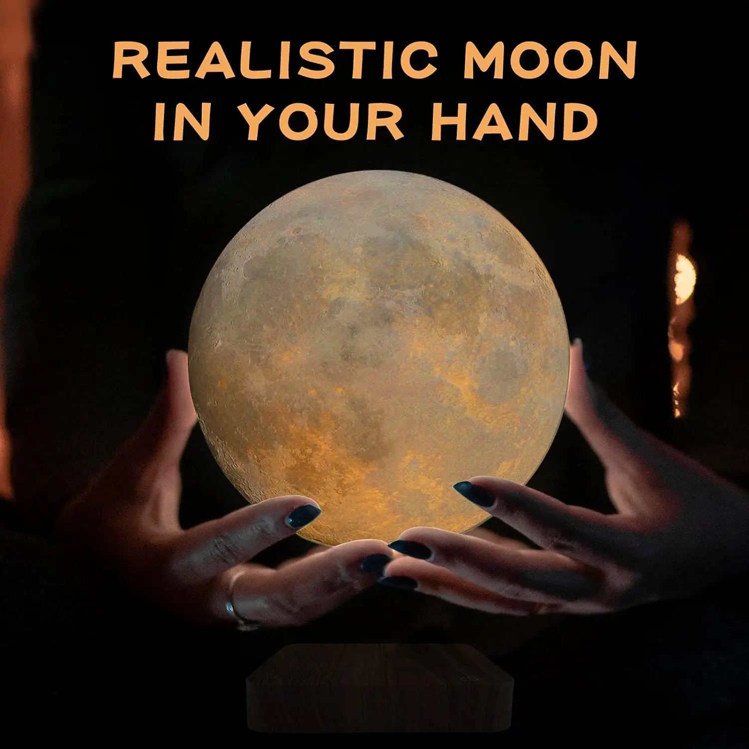Haven& Levitating Moon Lamp neutral white light mode on desk