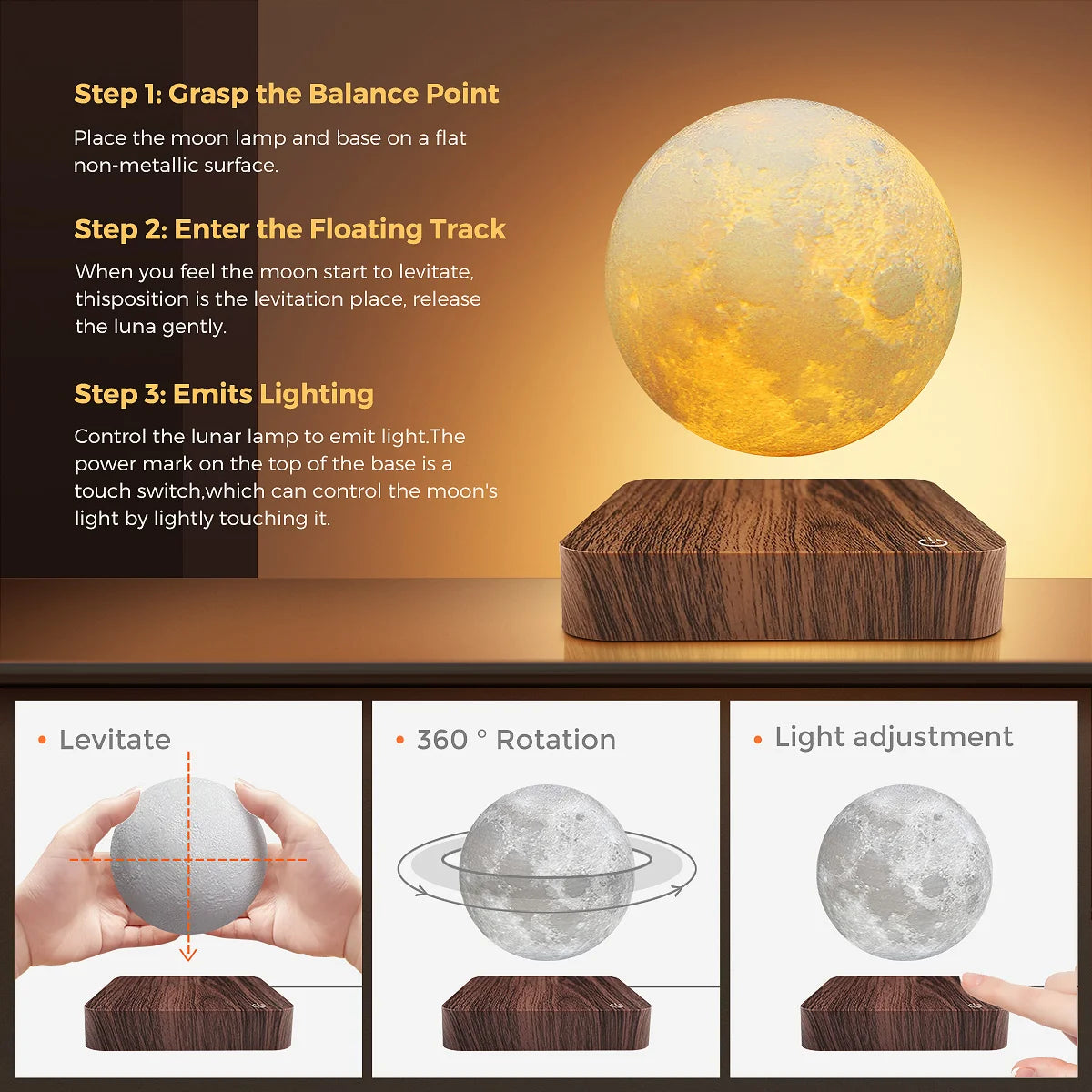 Moon Lamp high-simulation crater surface detail - Haven&
