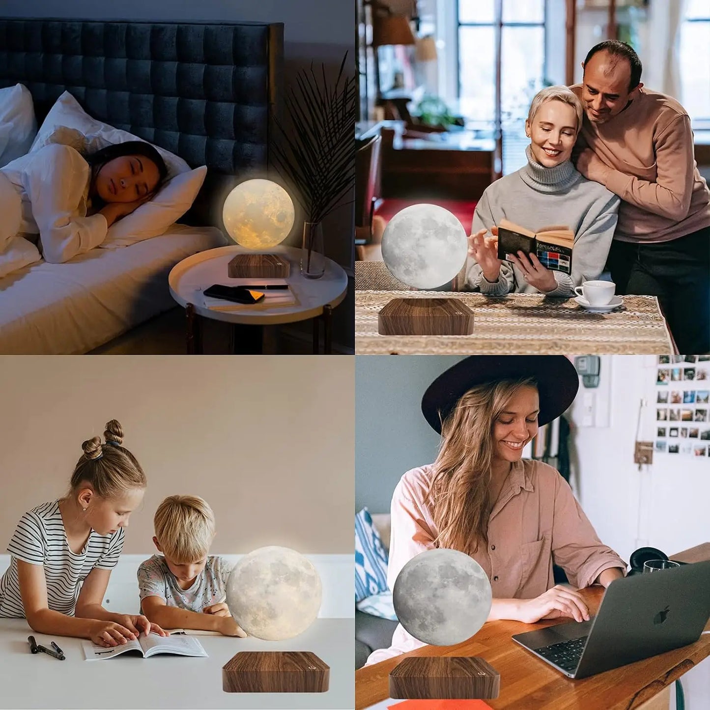Floating Moon Lamp wooden base with touch control - Haven&