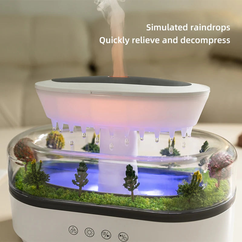 Rain Cloud Humidifier releasing cool mist - side view