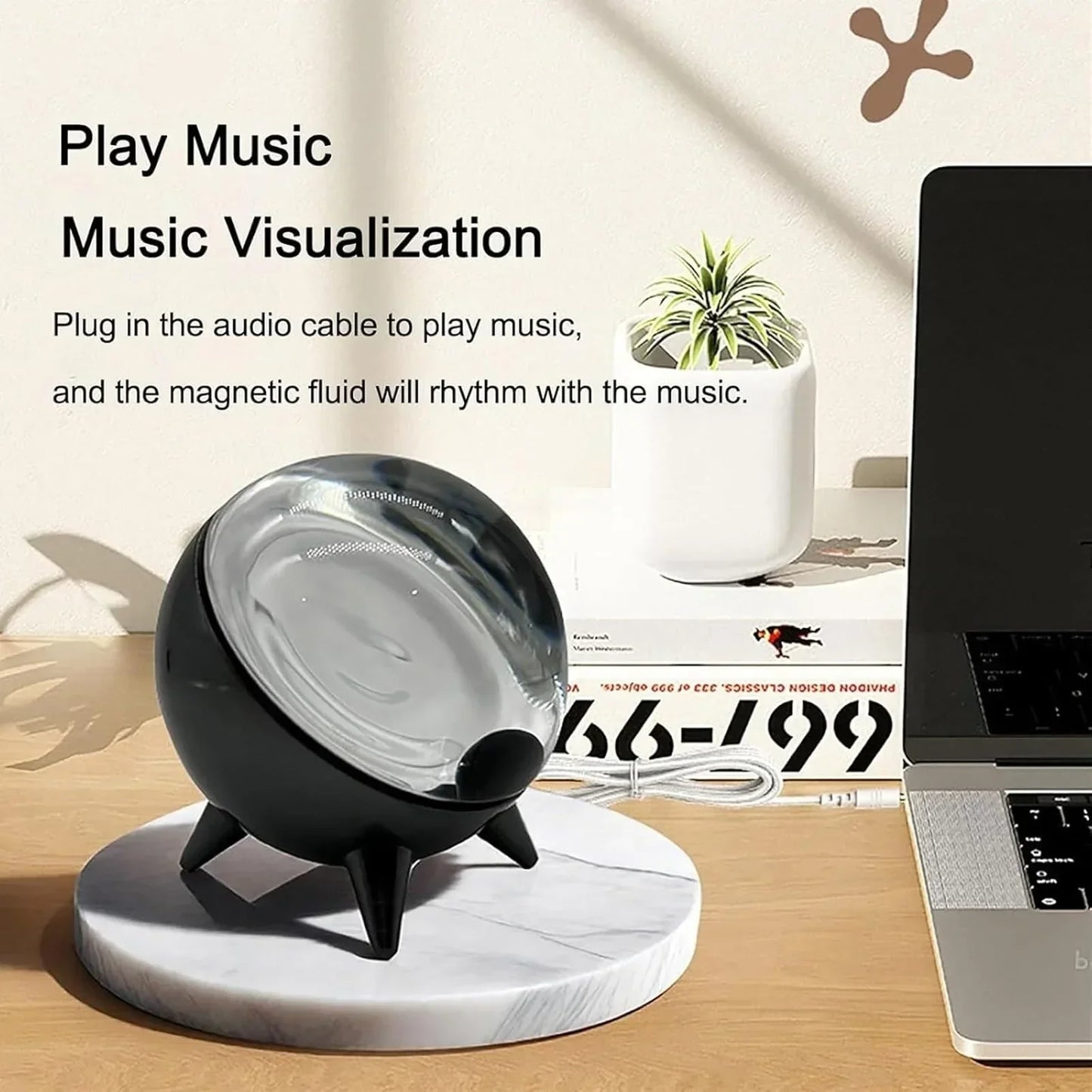 STONEGO Magnetic Fluid Music Lamp Sound Rhythm Visualization Desktop Decoration with Light for Home Office Desk Decor Ornament