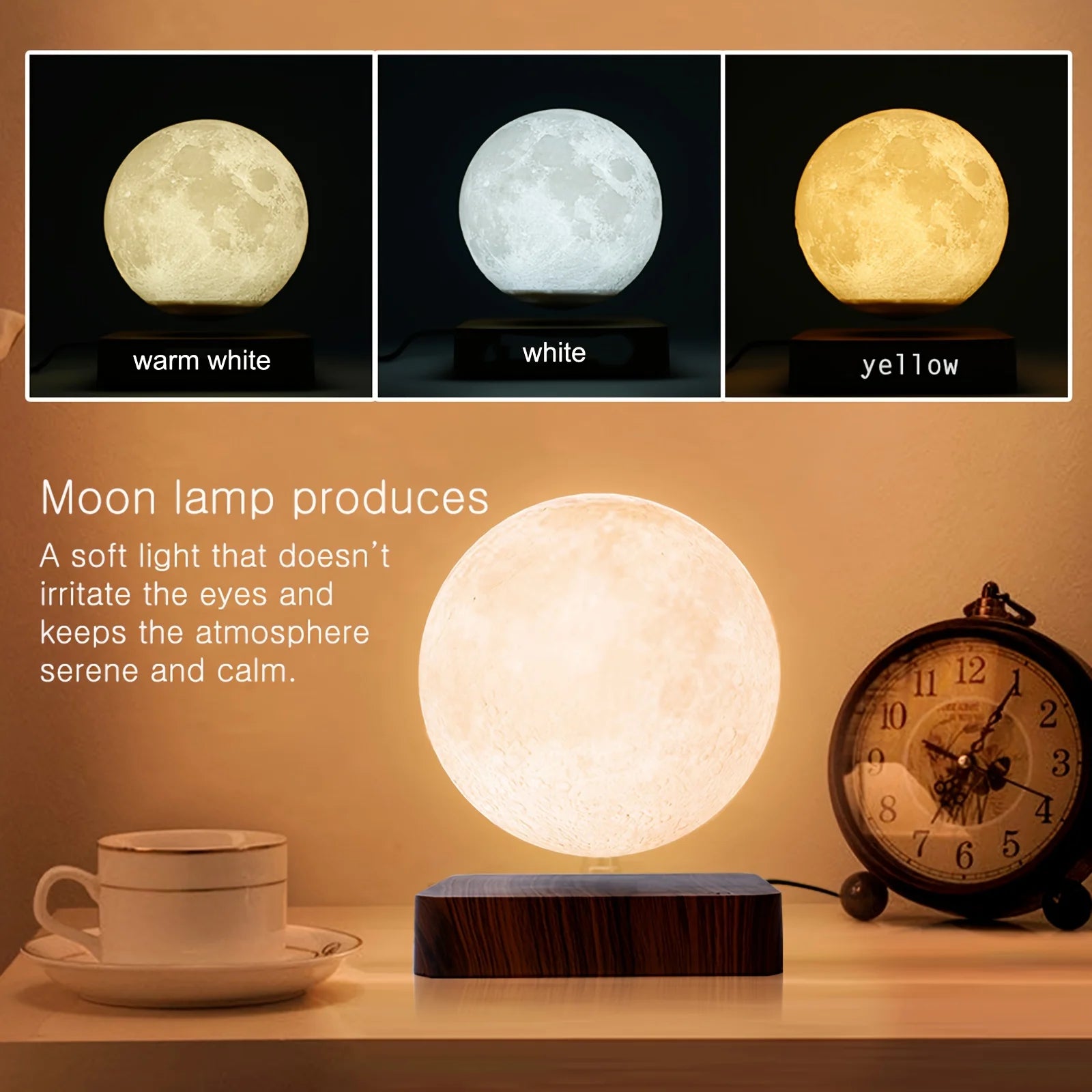 Levitating Moon Lamp warm glow bedroom night light - Haven&