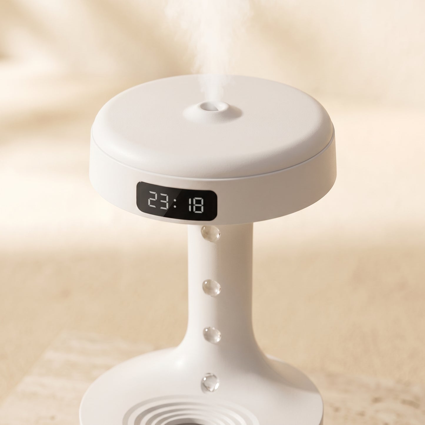 Levitating mist diffuser emitting soft cool mist — USB-powered cool mist humidifier