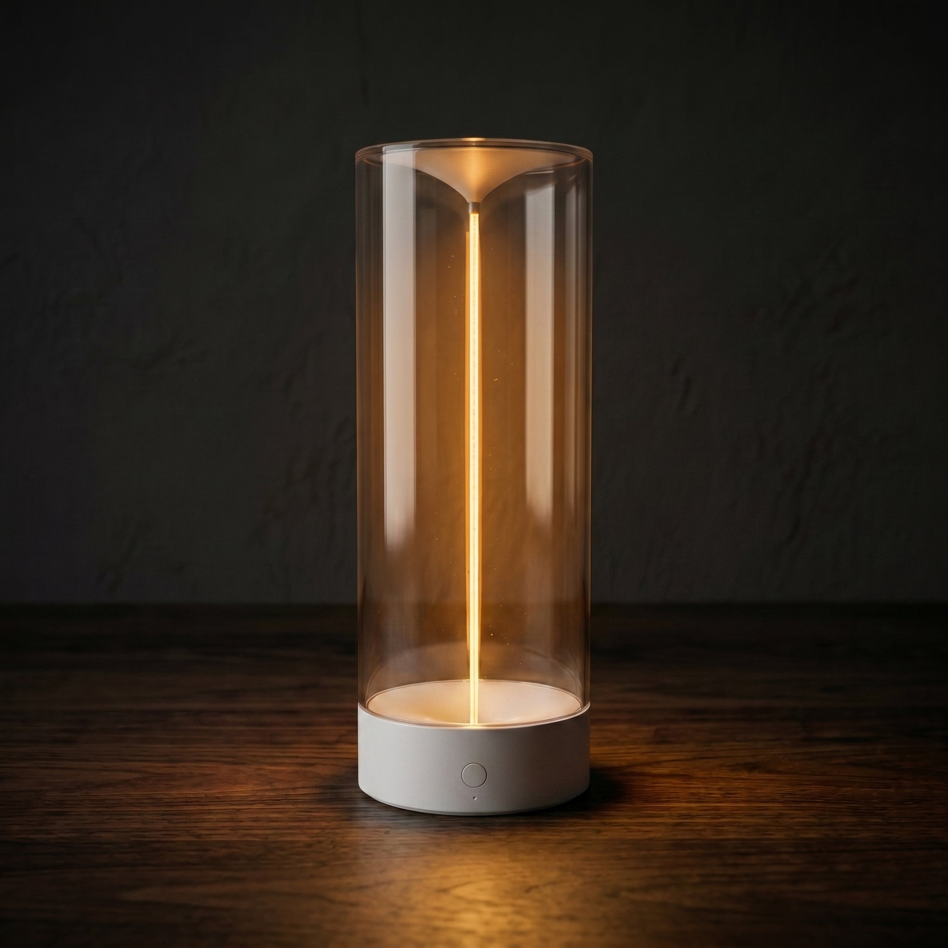 Flex filament lantern in black base variant — elegant contrast with clear crystal body