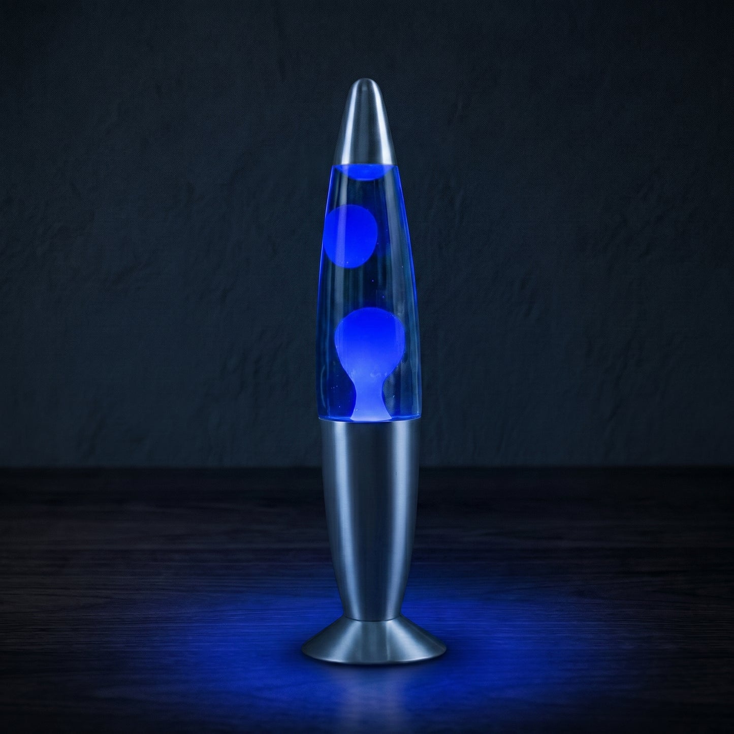 Volcano lava lamp in blue and orange colorway — color variant comparison