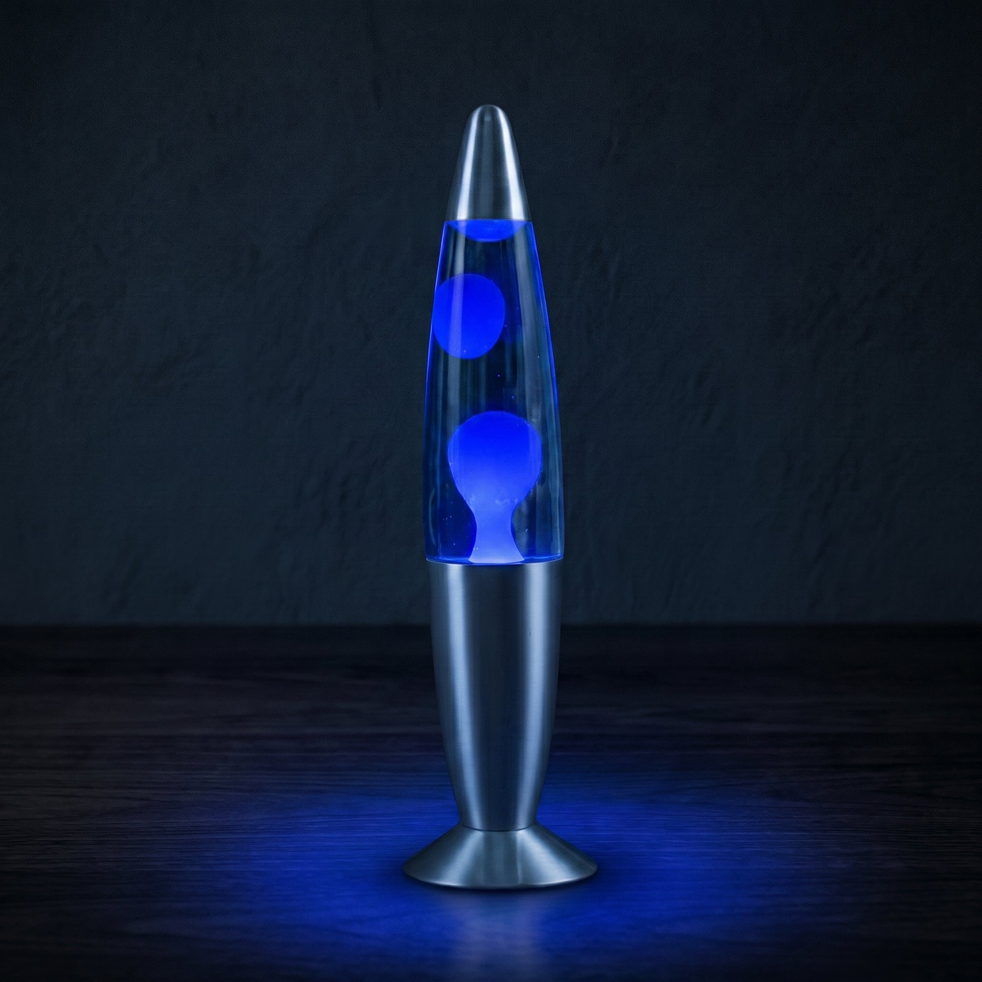 Volcano lava lamp in blue and orange colorway — color variant comparison